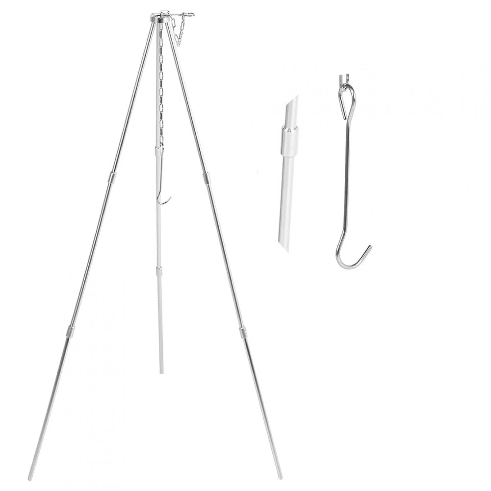 Nikou Pot Tripod - Portable Outdoor Cooking Tripod with Adjustable Hang Chain Hanging Pot Grill Stand foldable Cookware Accessory