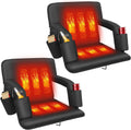 2 Packs Extra Wide Double Heated Stadium Seating for Bleachers, 6 Reclinng PositionsThick Cushion for Outdoors Picnic Camping & Sports(Not Include Battery)