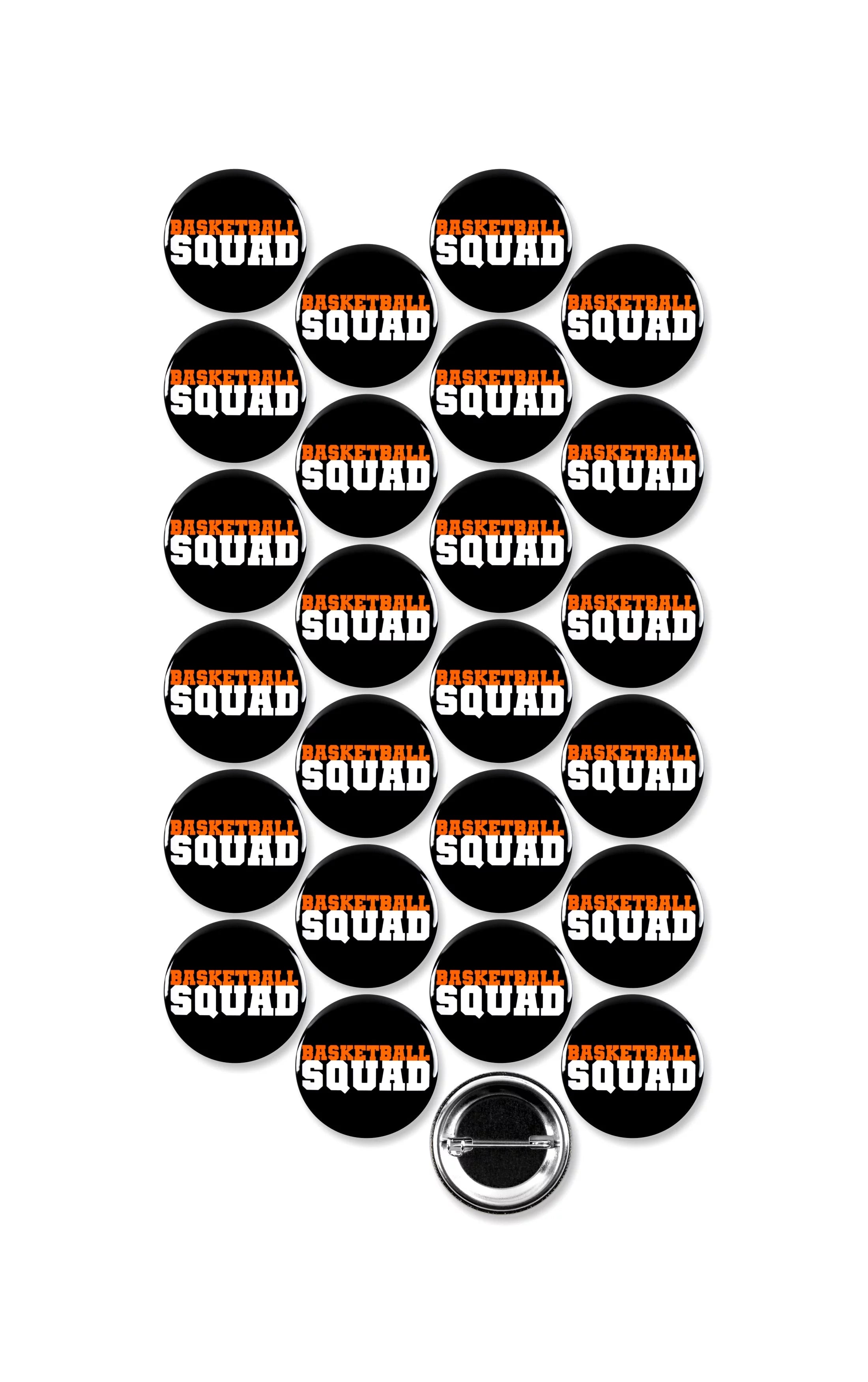 25 Pack - Basketball Squad Team Pinback Buttons - 1.5 Inch