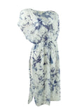 Miken Women's Printed Swim Dress Cover-Up (S, White Shadow Blue)