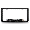 Golden State NBA Warriors Chrome Metal License Plate Frame with Carbon Fiber Design