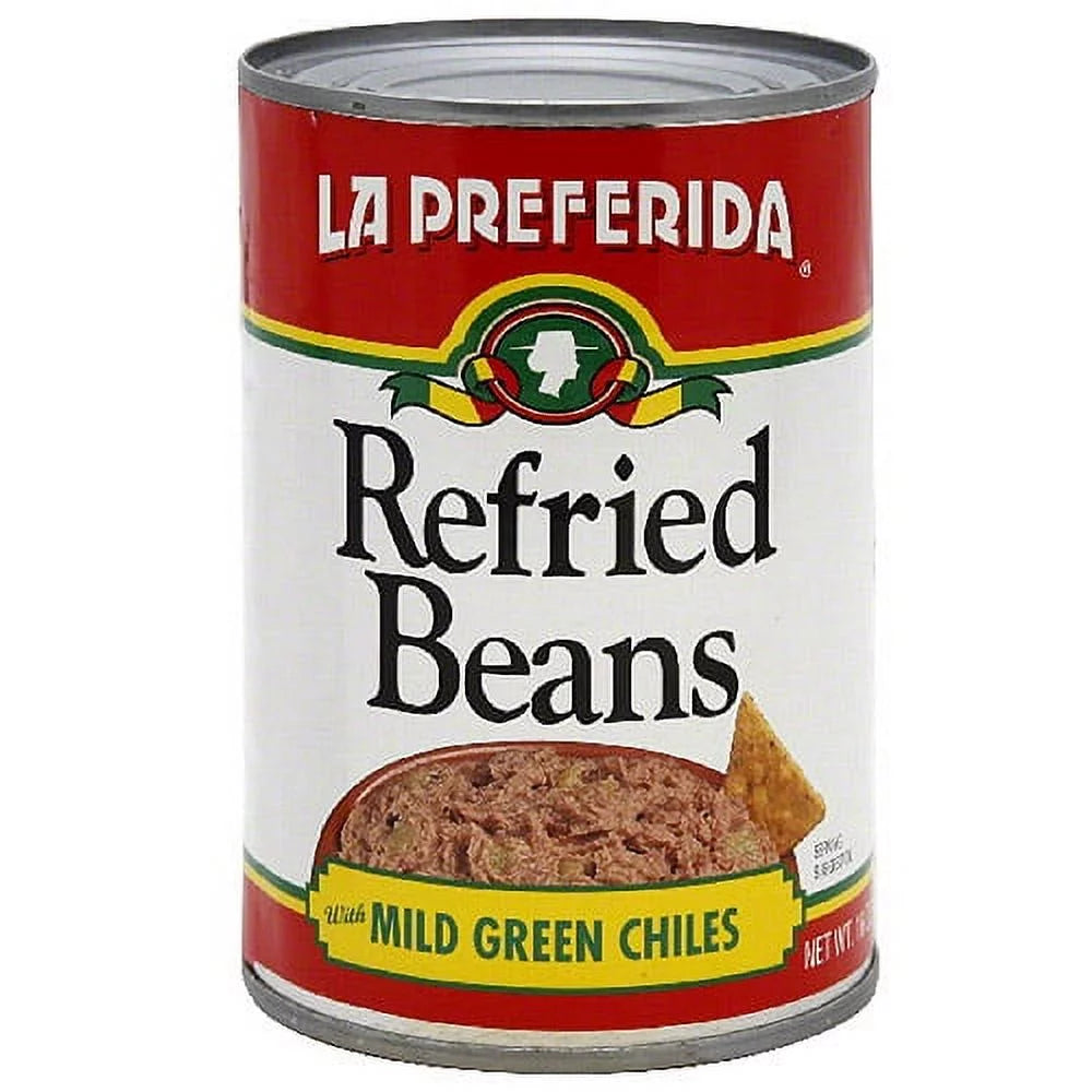 La Preferida Refried Beans With Mild Green Chiles, 16 oz (Pack of 12)