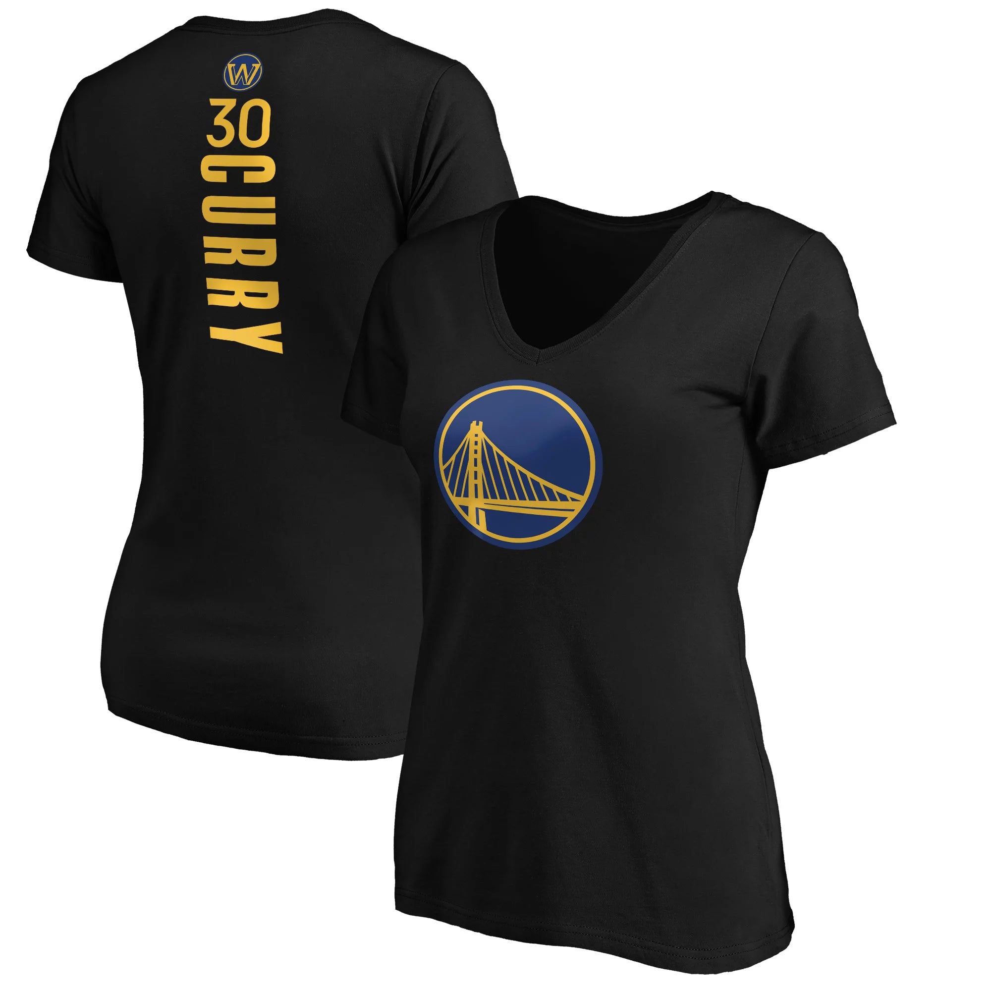 Women's Fanatics Branded Stephen Curry Black Golden State Warriors Playmaker Name & Number V-Neck T-Shirt