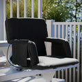 BizChair Black Portable Heated Reclining Stadium Chair with Armrests, Padded Back & Heated Seat with Dual Storage Pockets and Backpack Straps