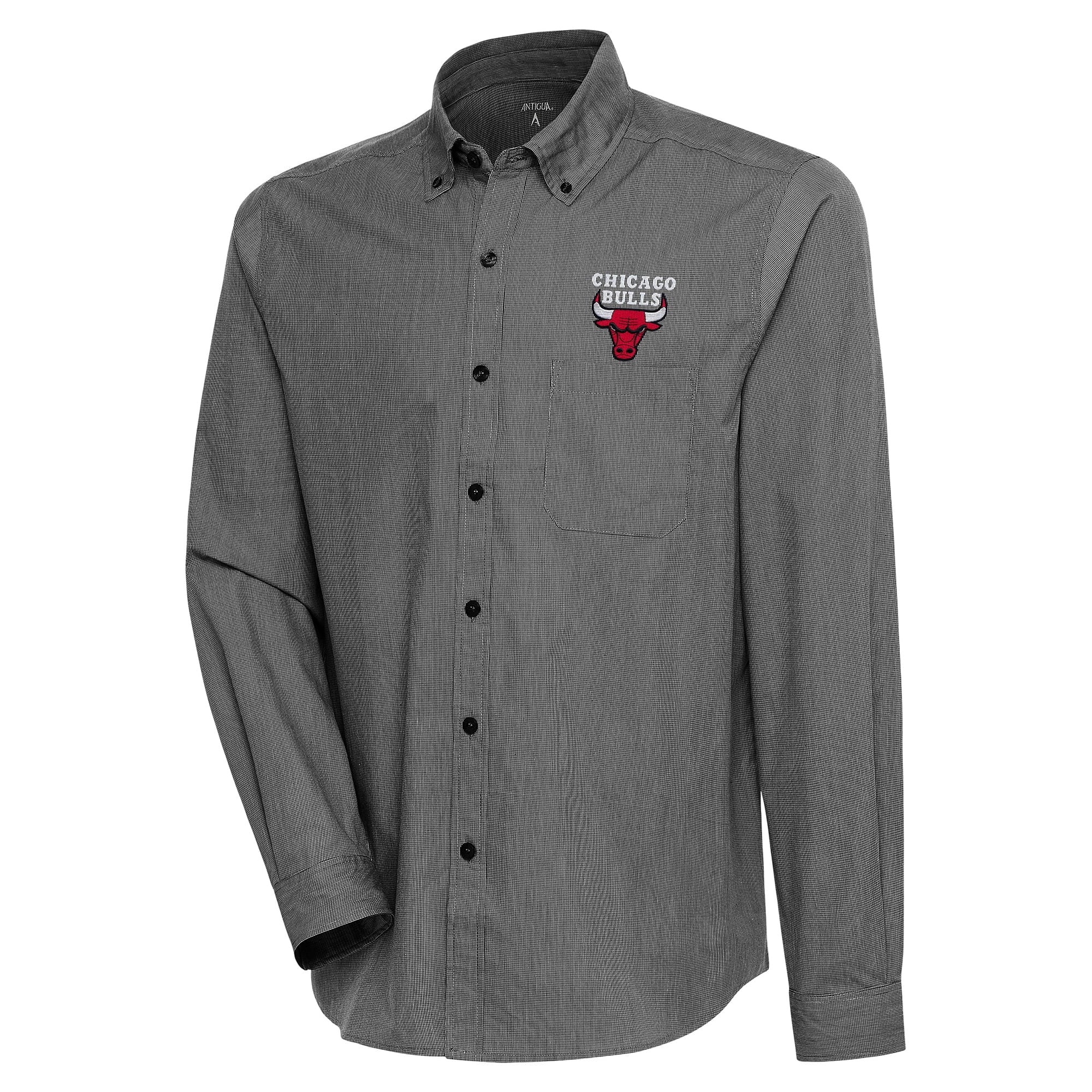 Men's Antigua  Black Chicago Bulls Compression Button-Down Shirt