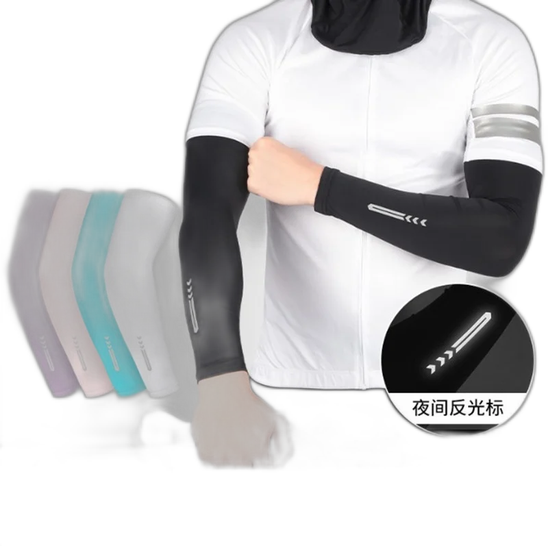 Cycling Summer Sun Protection Ice Silk Sleeves Outdoor Basketball Sports Hanging Travel Ice Sleeve Supplies For Men And Women Aqua Blue L [One-Pair Package]]