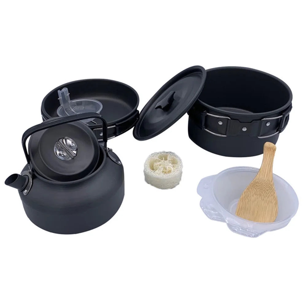 Arealer Aluminum pan set,Kit Alumina Pot Picnic Cookware Kit Pan Set Portable Picnic Alumina Pot Pan Set Portable Cookware Set Siuke Aluminum Mewmewcat Buzhi Qisuo