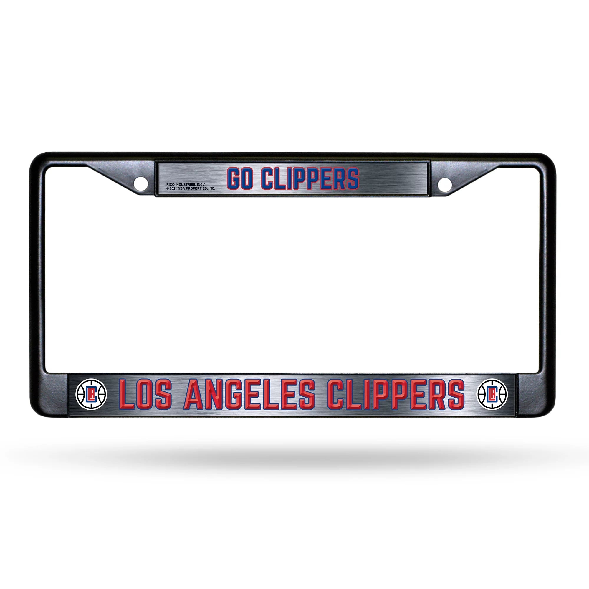 Basketball Rico Industries Los Angeles Clippers Black Black Chrome Frame 12 x 6 Black Chrome Frame 12 x 6 Car/Truck Auto Accessory
