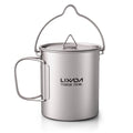 Durable and Lightweight Titanium Pot 750ml Portable Water Mug Cup with Lid and Foldable Handle by Lixada