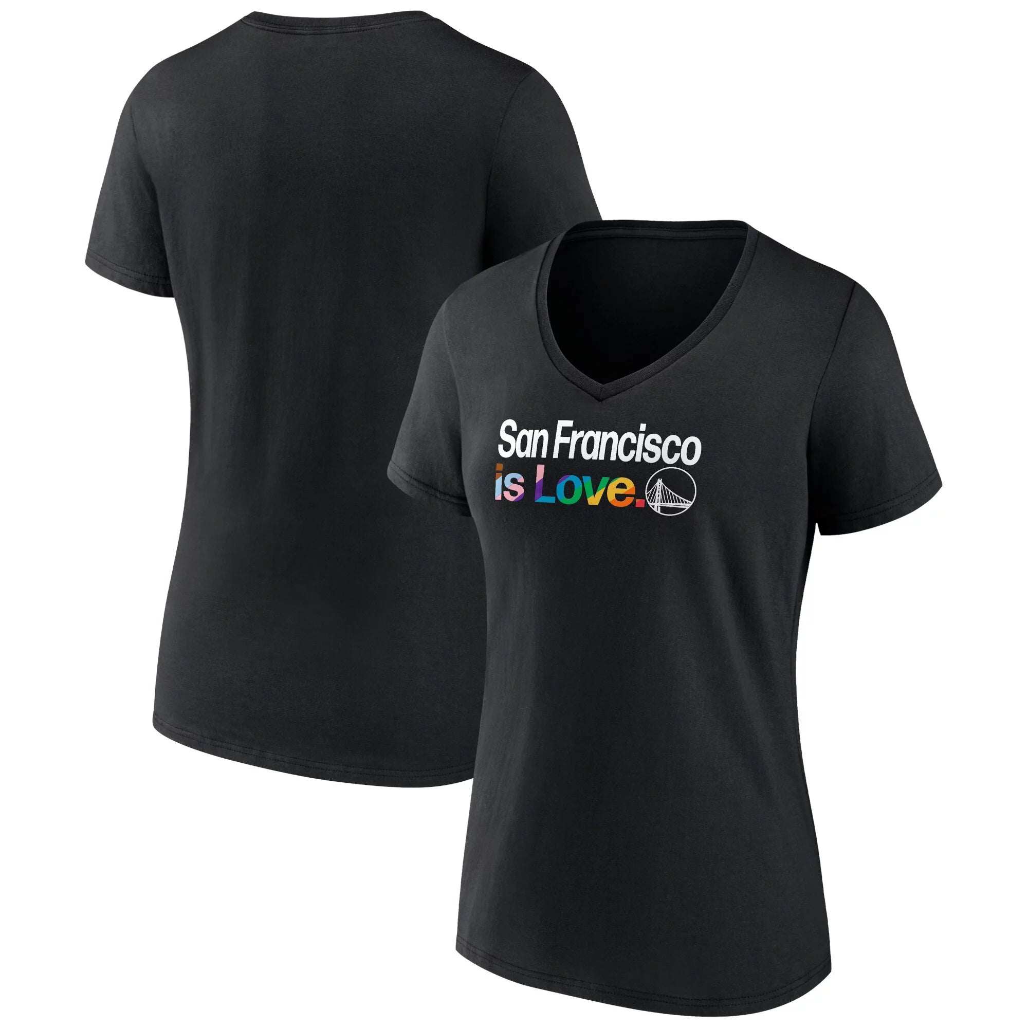 Women's Fanatics Branded Black Golden State Warriors City Pride Team Logo V-Neck T-Shirt