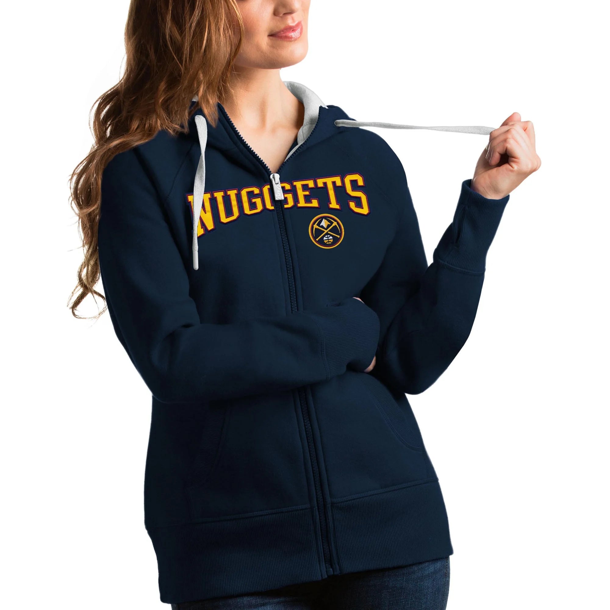 Women's Antigua Navy Denver Nuggets Team Victory Full-Zip Hoodie