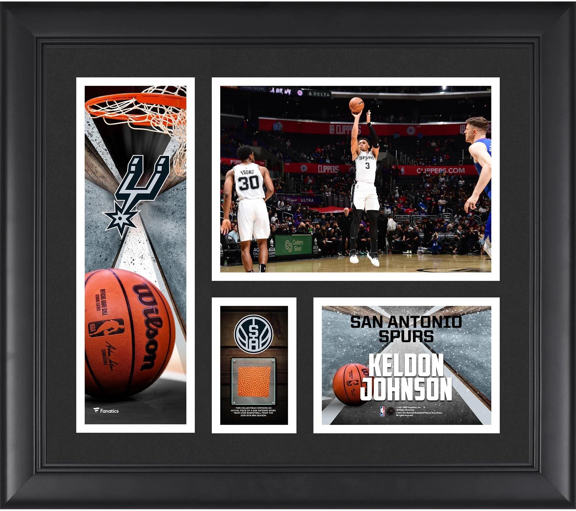 Keldon Johnson San Antonio Spurs Framed 15 x 17 Collage with a Piece of Team-Used Ball - Fanatics Authentic Certified