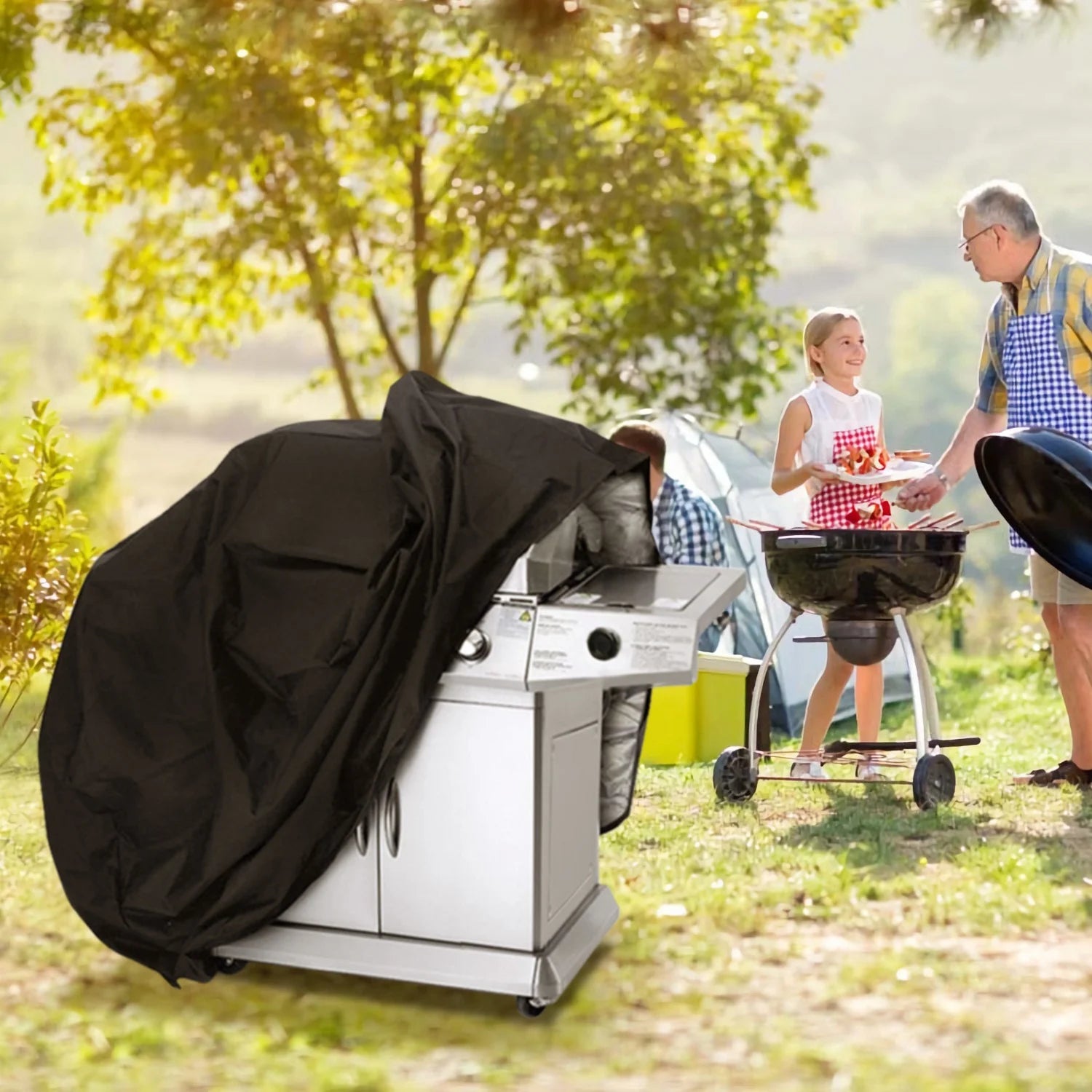 BBQ Grill Cover for Outdoor Grill iMounTEK Windproof BBQ Oven Cover Rip-Proof Waterproof Large Grill Cover for Outside Barbecue Cover (57 L x 24 W x 46 H, Black)