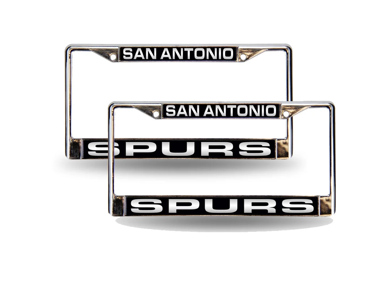 San Antonio NBA Spurs Chrome Metal (Set of 2) Laser Cut License Plate Frames