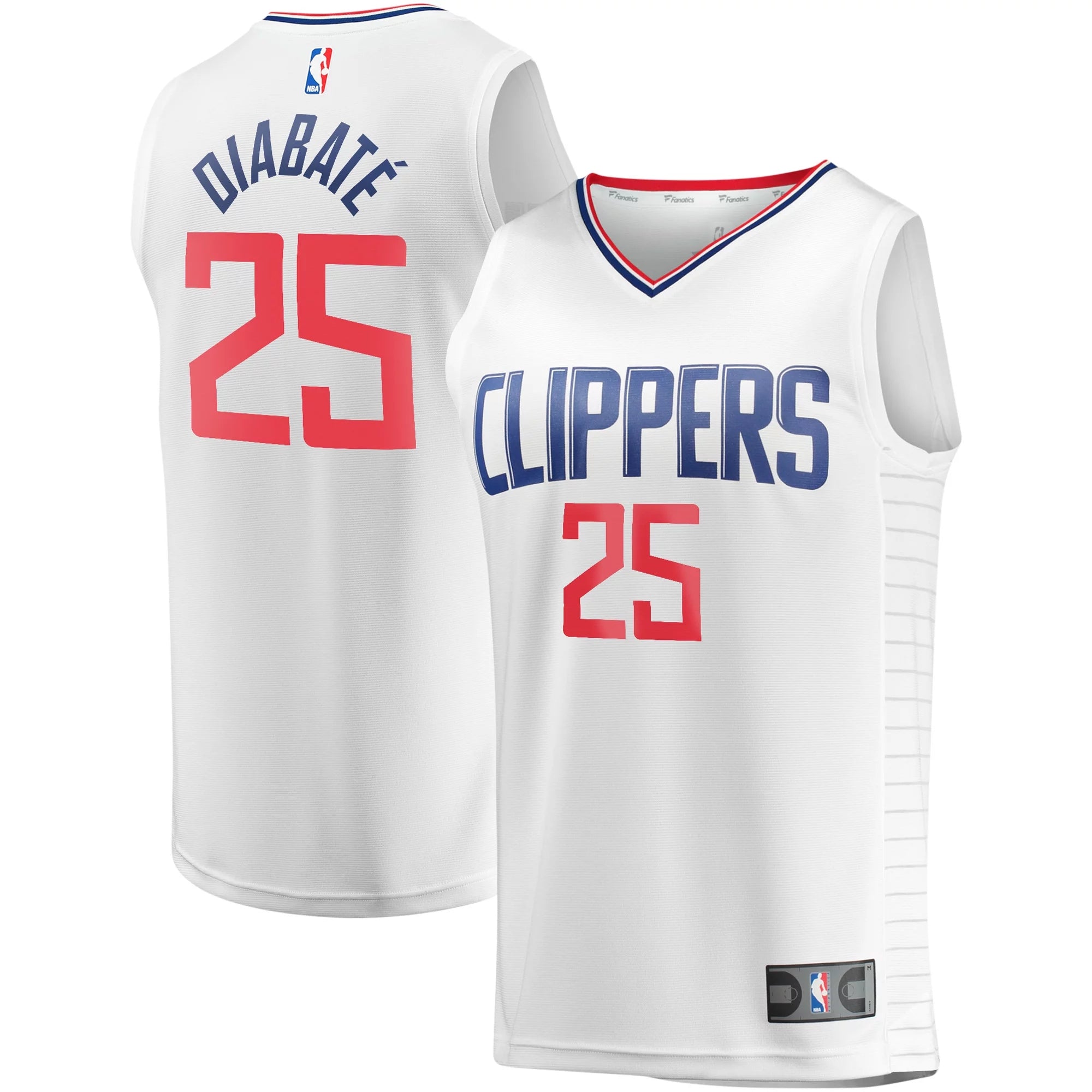 Youth Fanatics Branded Moussa Diabat- White LA Clippers Fast Break Player Jersey - Association Edition