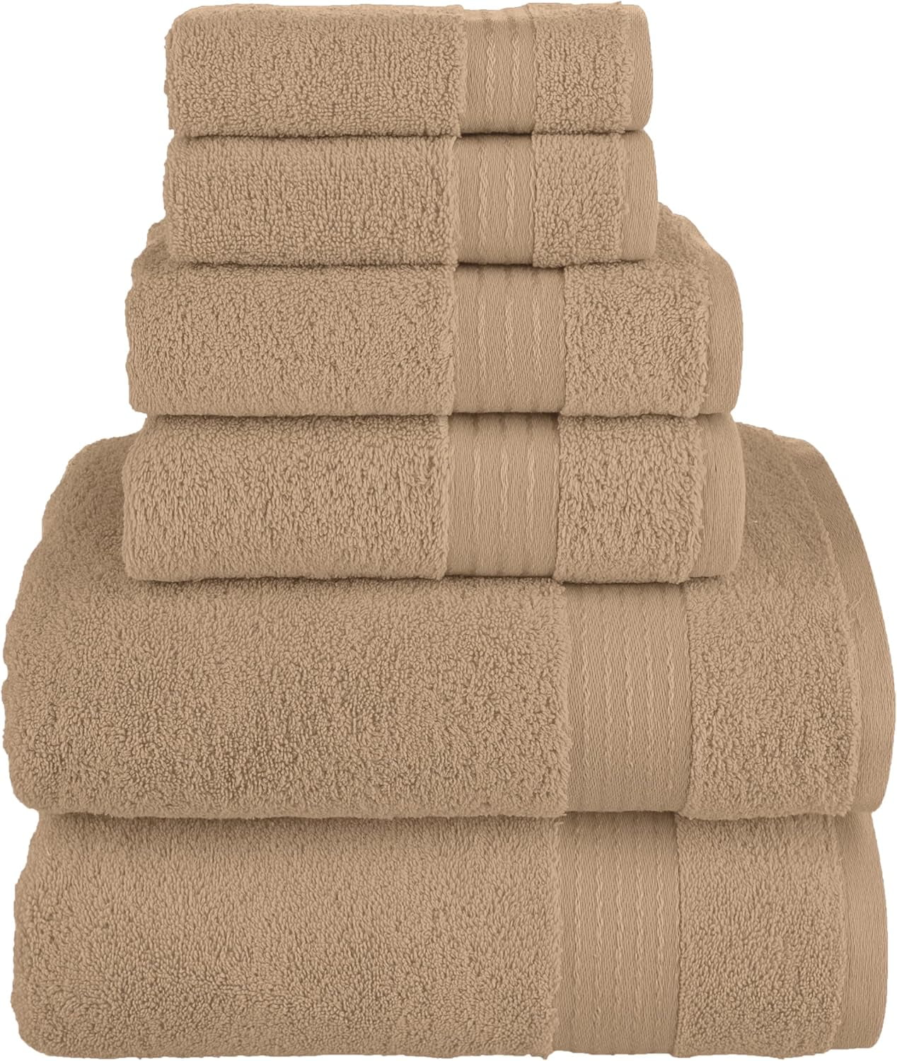 Elegant Comfort Cotton 6-Piece Towel Set Cotton Bathroom, Taupe