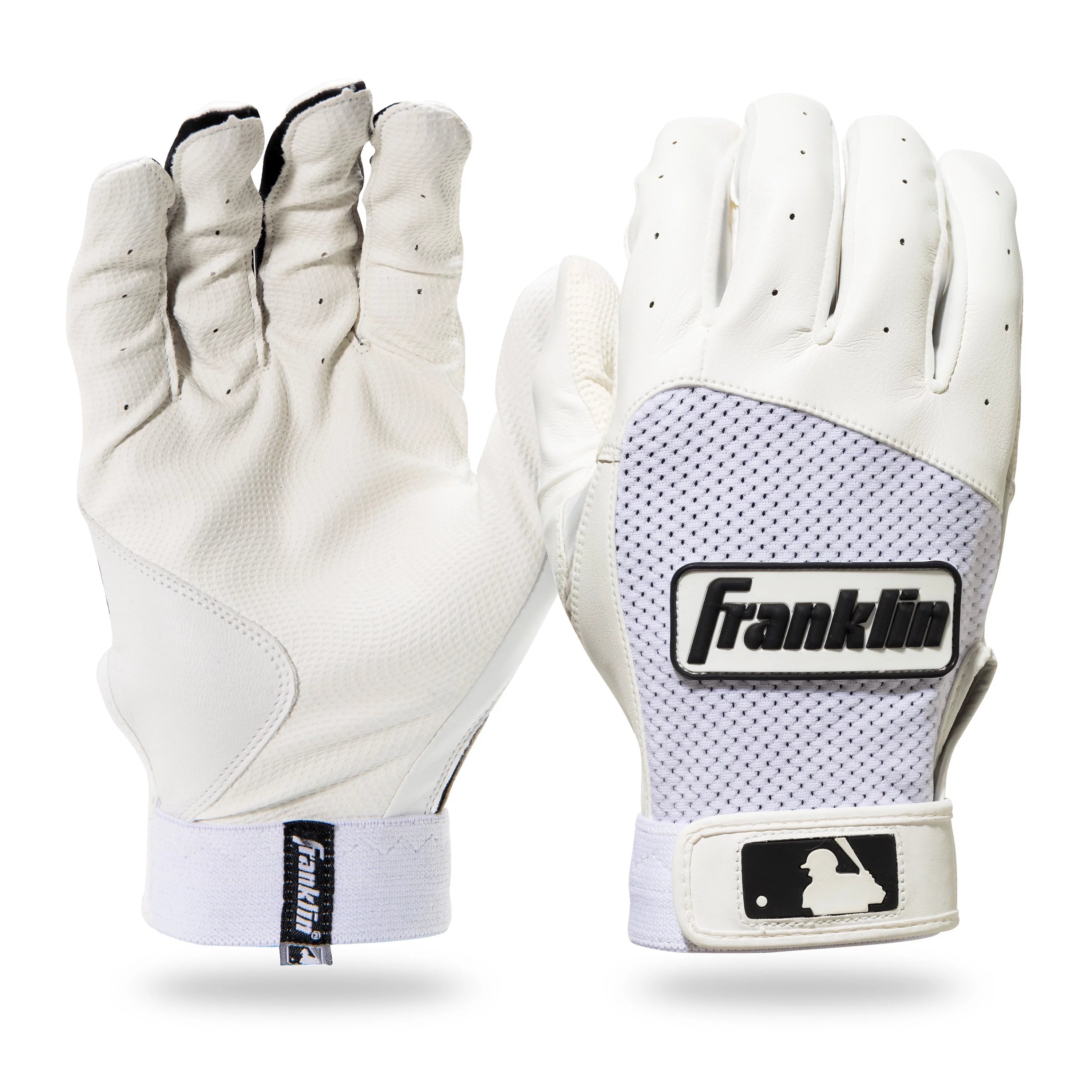 Franklin Sports Digitek Batting Glove Pair - White/White - Adult Small