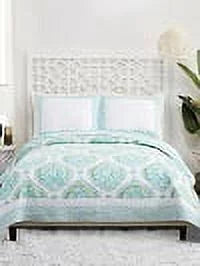 Dena Home Aqua Bohemain Breeze 3-Piece Set Quilt, King