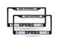 San Antonio NBA Spurs Black Metal (2) License Plate Frame Set