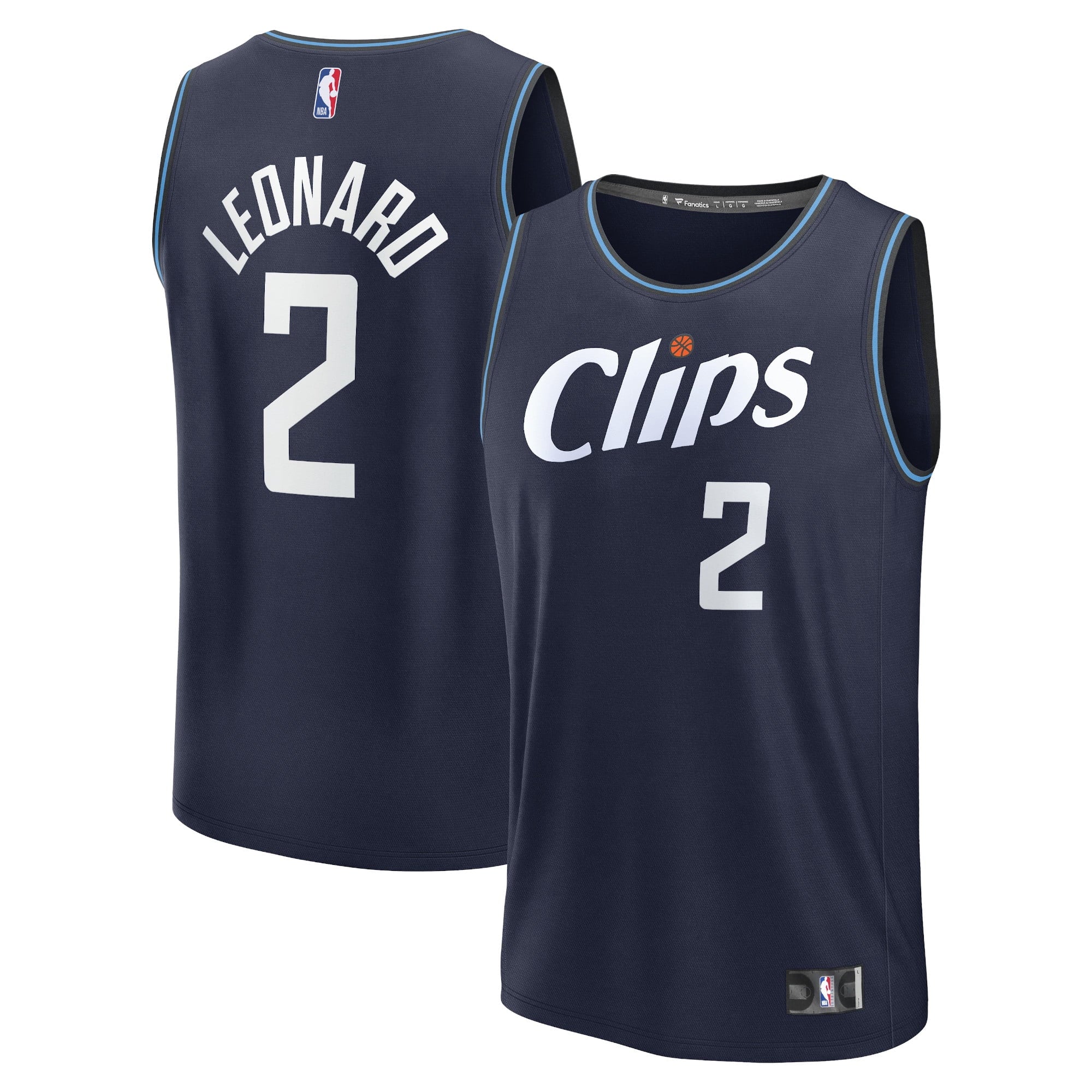 Youth Fanatics Branded Kawhi Leonard Navy LA Clippers Fast Break Jersey - City Edition