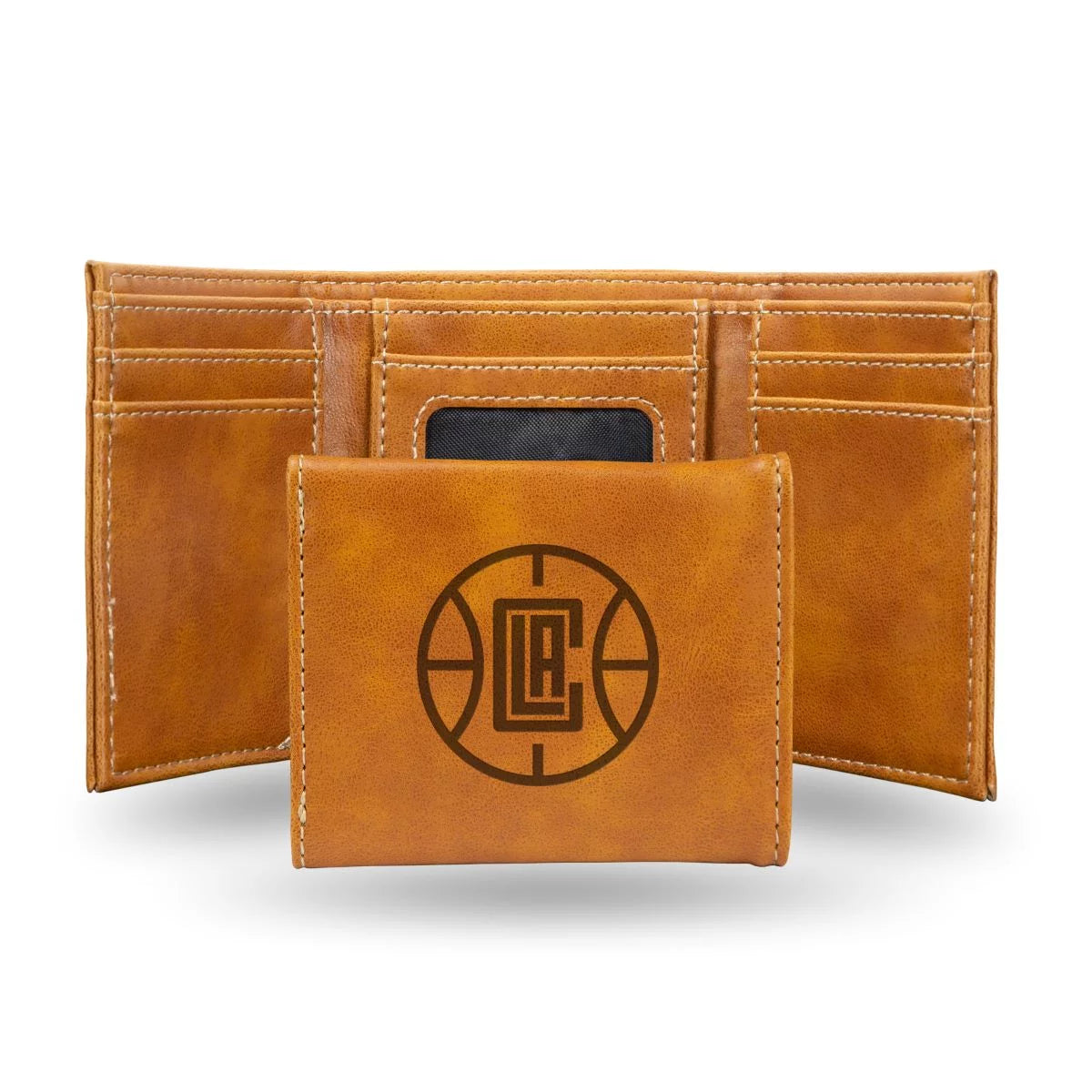 Los Angeles Basketball Clippers Brown Trifold Wallet with Clear ID Window