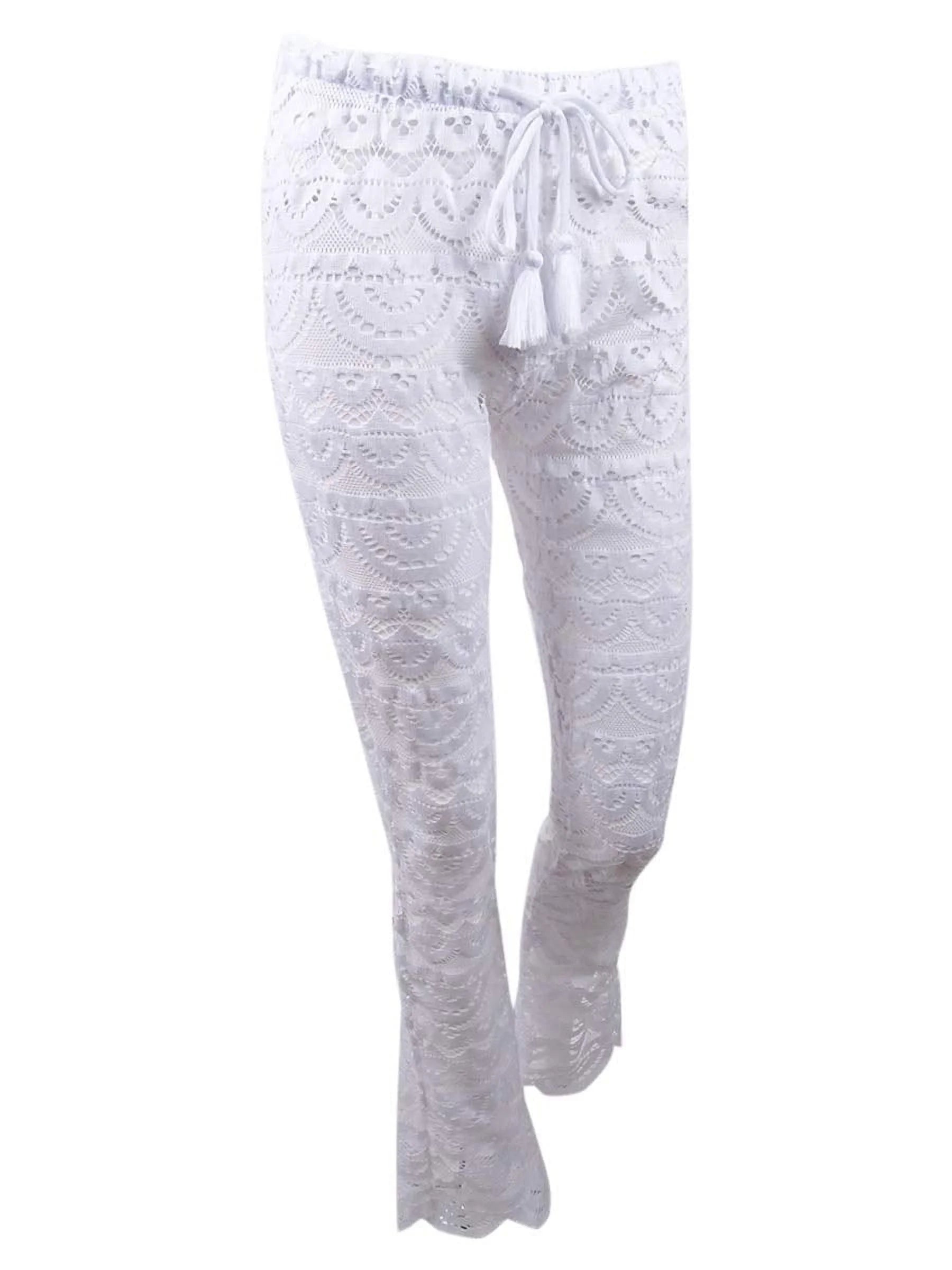 Miken Womens Crocet Scalloped Pants Swim Cover-Up