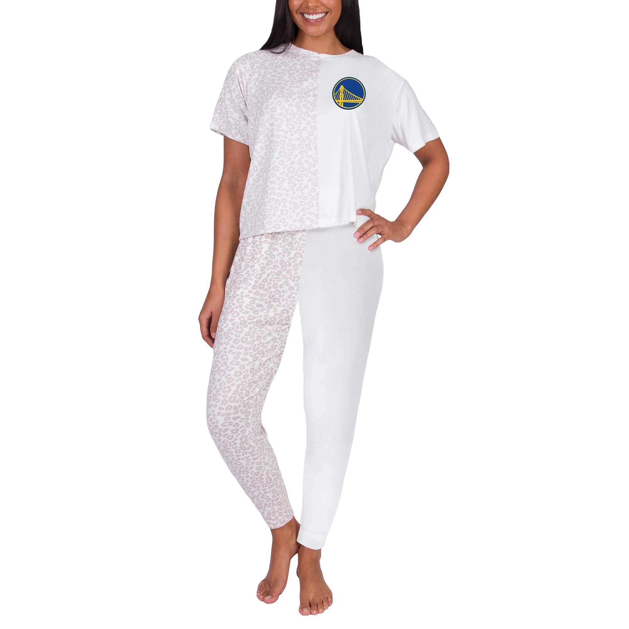 Women's Concepts Sport Cream Golden State Warriors Brightside Top & Pants Set
