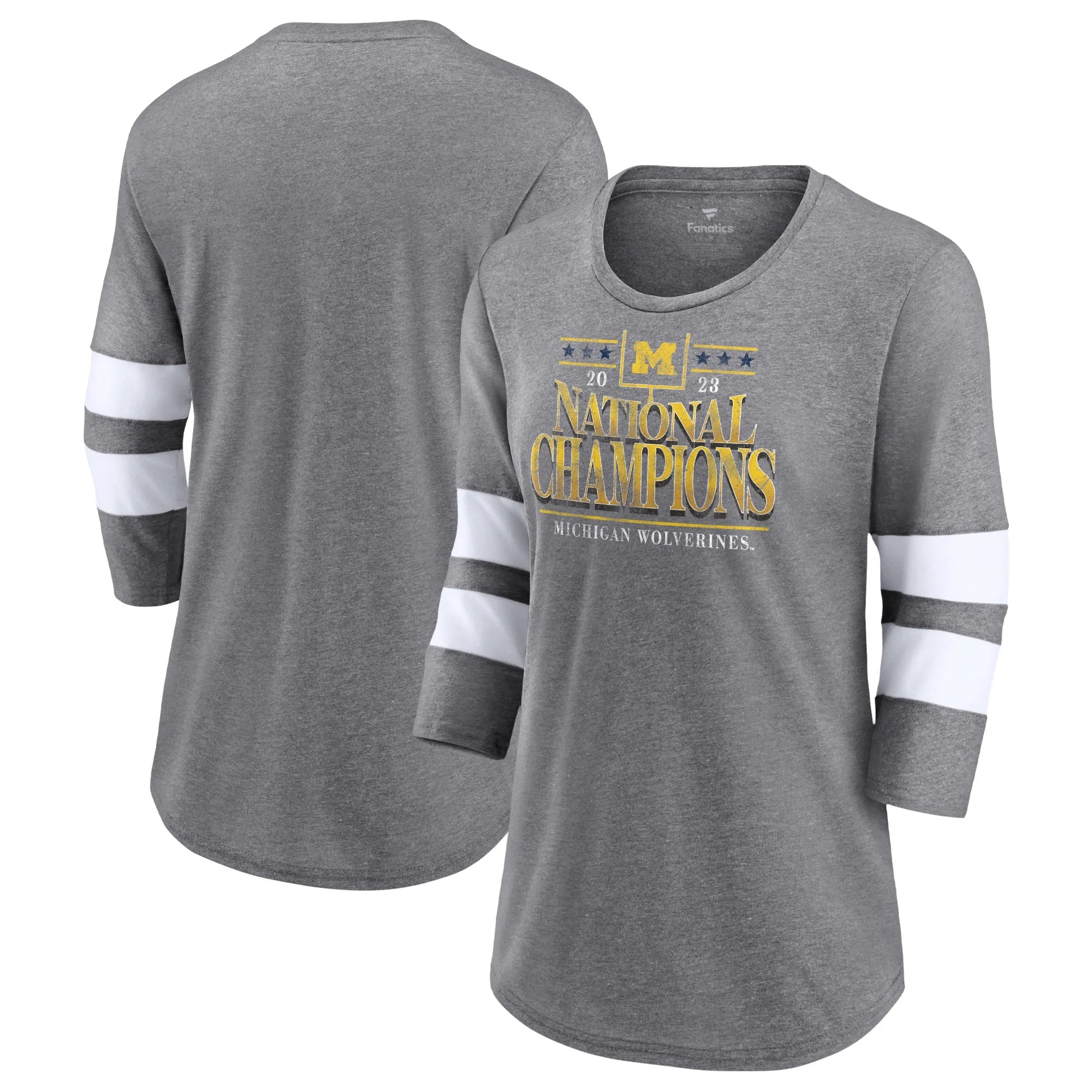 Women's Fanatics Branded  Heather Gray Michigan Wolverines College Football Playoff 2023 National Champions Outstanding