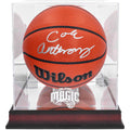 Cole Anthony Orlando Magic Autographed Wilson Replica Basketball with Mahogany Team Logo Display Case - Fanatics Authentic Certified
