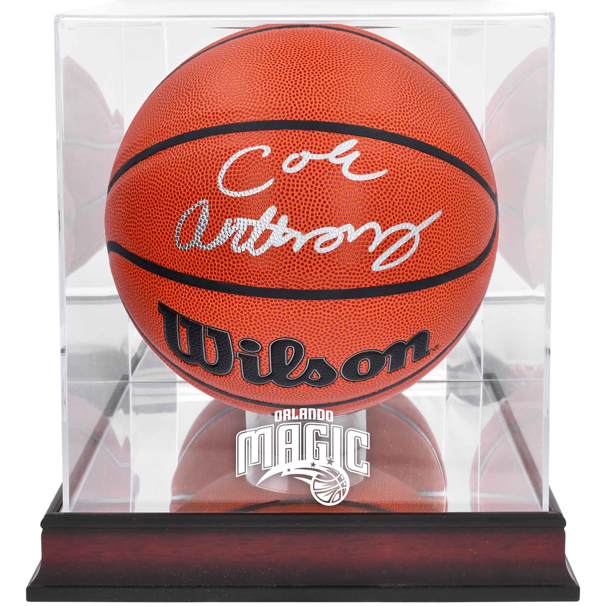 Cole Anthony Orlando Magic Autographed Wilson Replica Basketball with Mahogany Team Logo Display Case - Fanatics Authentic Certified