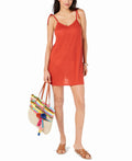 Miken Juniors' Tie-Shoulder Tank Dress Swim Cover-Up, Cinnamon, M