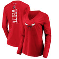Women's Fanatics Branded Coby White Red Chicago Bulls Playmaker Name & Number Long Sleeve V-Neck T-Shirt