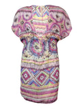 Miken Women's Printed V-Neck Smock Dress Swim Cover-Up (L, Multi)