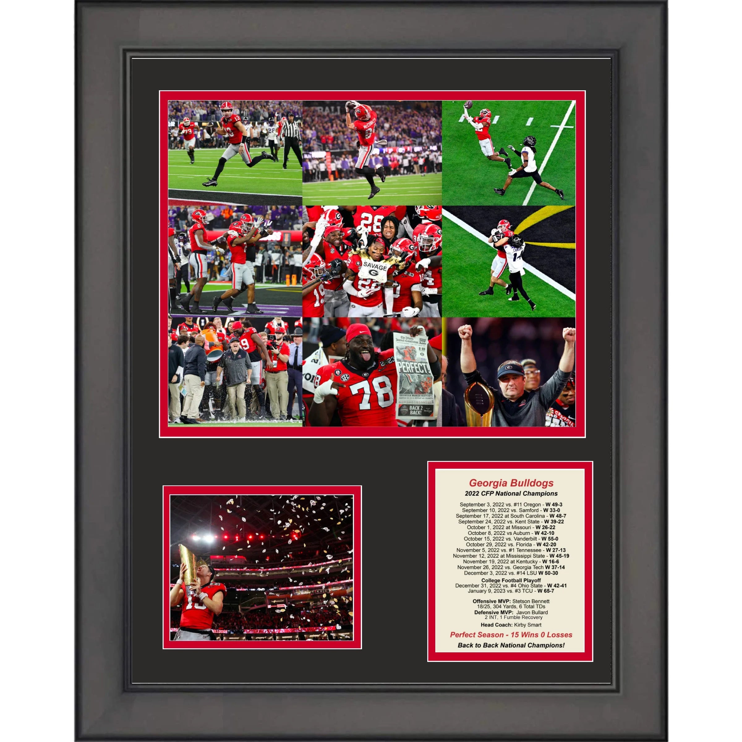 Framed Georgia Bulldogs 2022 National Championship College Football 11x14 Three Photo Collage