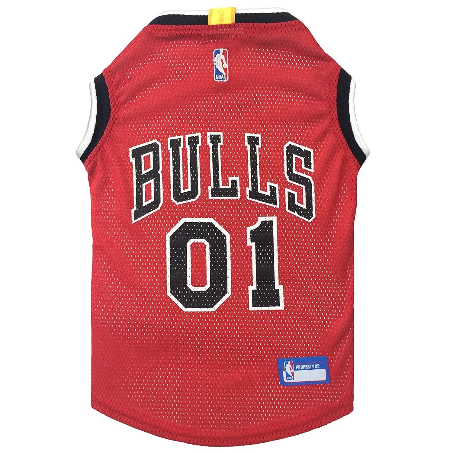 Pets First NBA Chicago Bulls Mesh Basketball Jersey for DOGS & CATS - Licensed, Comfy Mesh, 21 Basketball Teams / 5 sizes