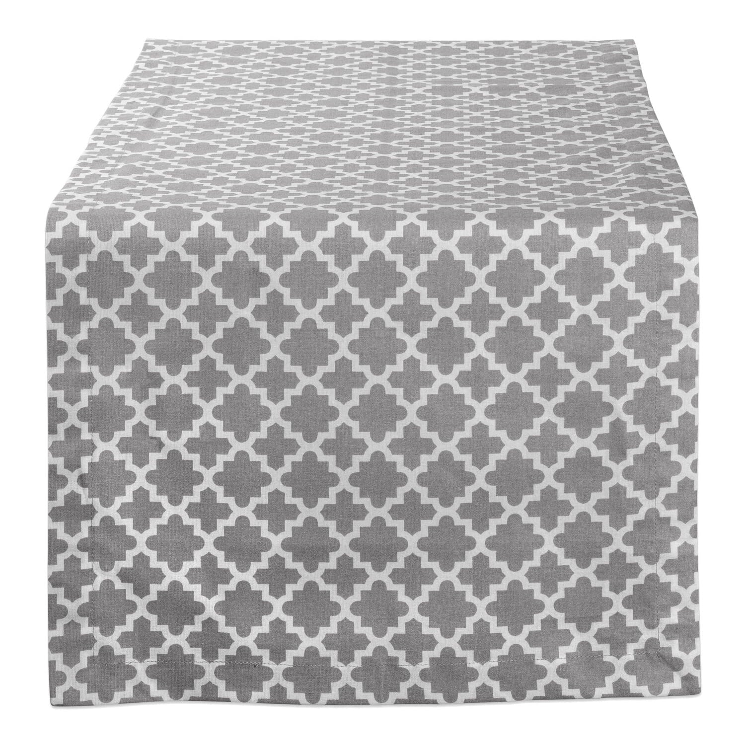 DII 14x108 Modern Cotton Decorative Lattice Table Runner in Gray/White