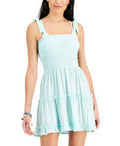 MSRP $34 Miken Juniors Smocked Swim Cover-Up Dress Aqua Size Large
