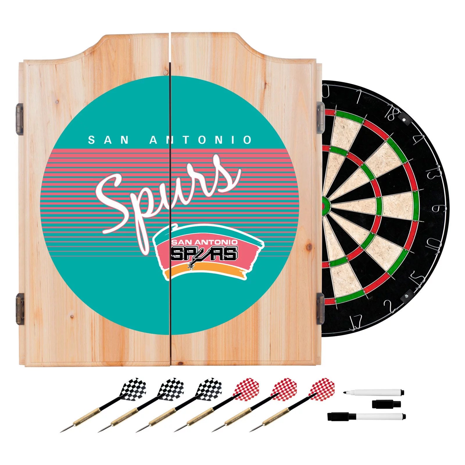 San Antonio Spurs Hardwood Classics NBA Wood Dart Cabinet
