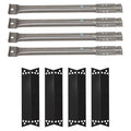 4-Pack BBQ Gas Grill Tube Burner & Heat Shield Plate Tent Replacement Parts for Charbroil 463411512 - Compatible Barbeque Stainless Steel Pipe Burners & Flame Tamer, Guard, Deflector, Flavorizer Bar