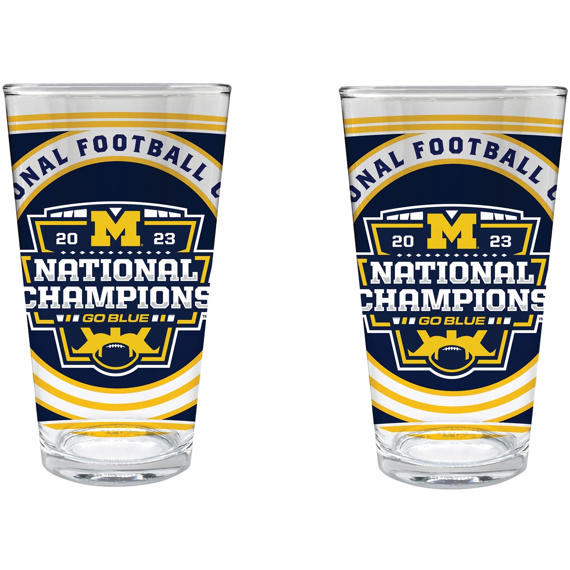 Michigan Wolverines College Football Playoff 2023 National Champions 16oz. Pint Glass Set
