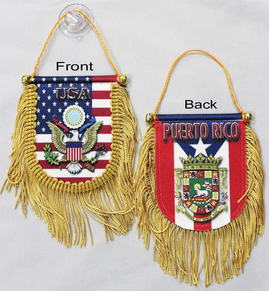 USA-Puerto Rico - Double Sided Window Hanging Flag (Shield)