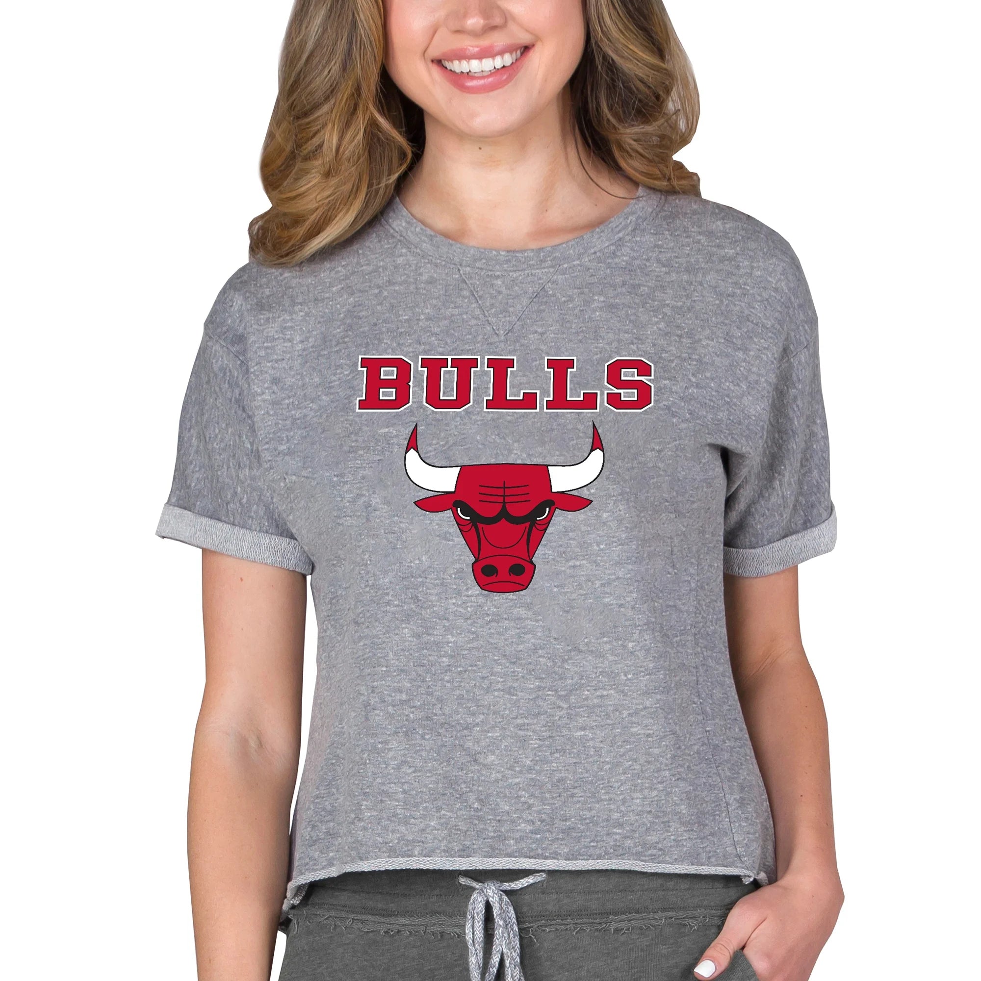 Concepts Sport Gray Chicago Bulls NBA Women's Concepts Mainstream Terry SS Top