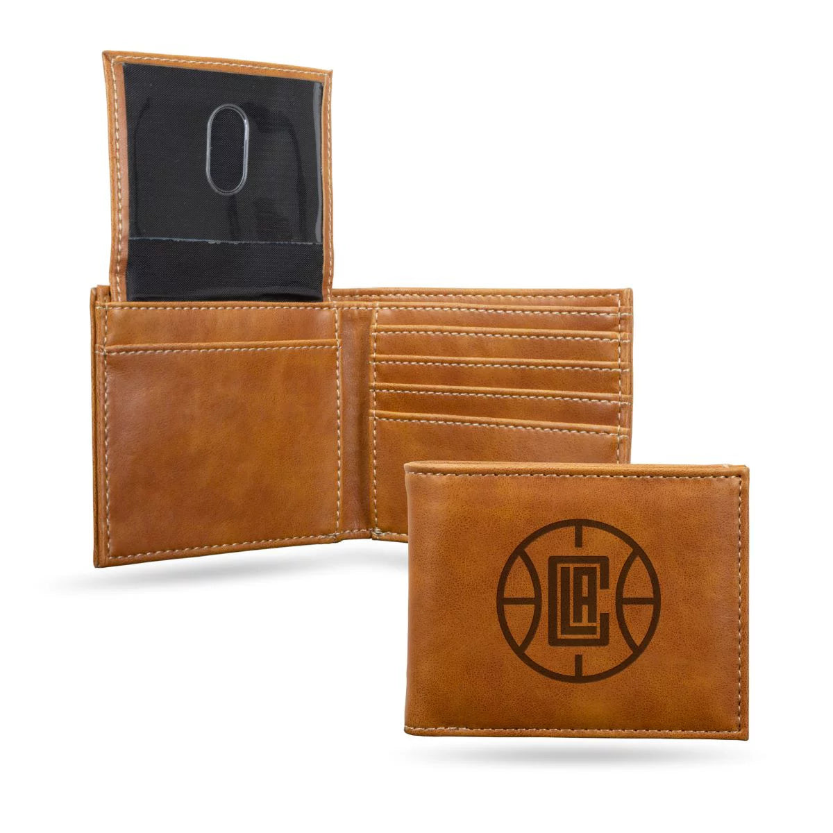 Los Angeles LA Basketball Clippers Brown Bilfold Wallet with clear ID display
