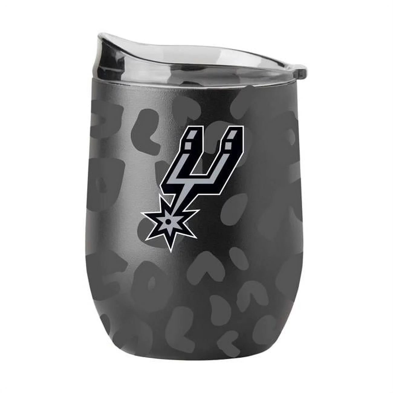 Logo Chair 727-S16PB-BLK-33 16 oz NBA San Antonio Spurs Leopard Black Powdercoat Curved Beverage