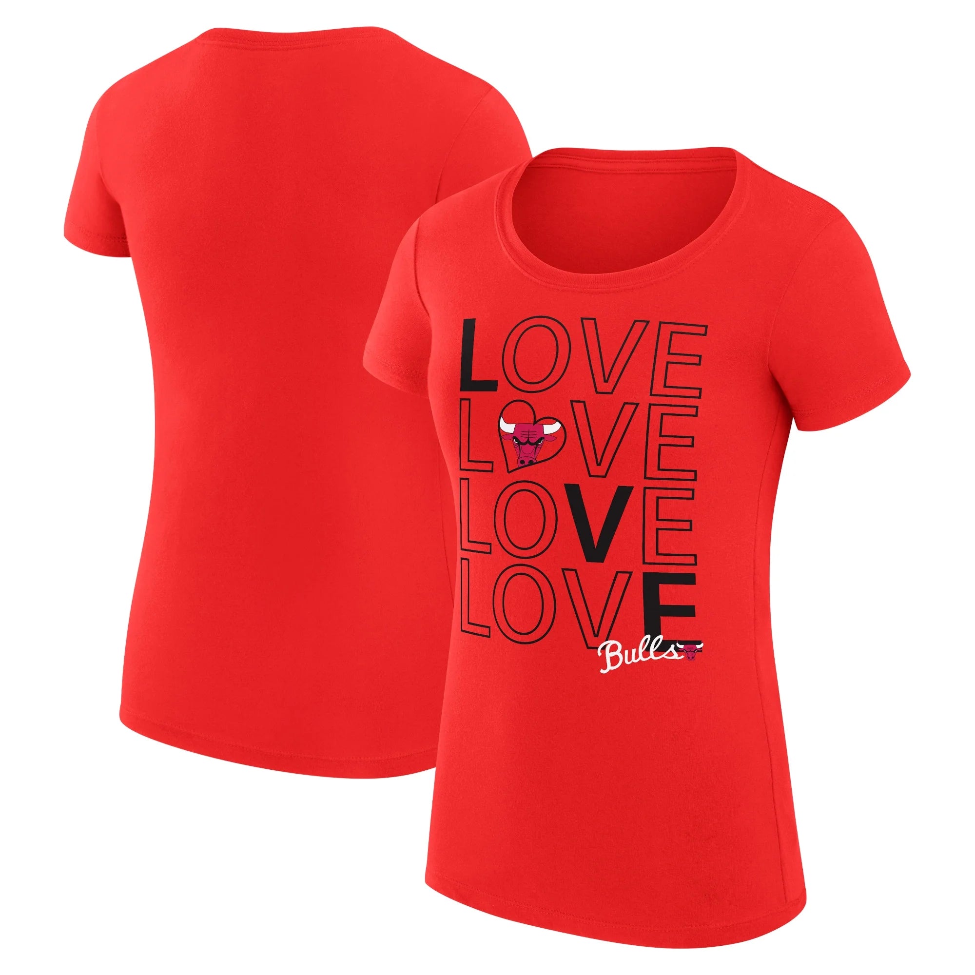 Women's G-III 4Her by Carl Banks Red Chicago Bulls Basketball Love Fitted T-Shirt
