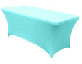 Mds Pack of 1 Rectangular Stretch 8ft Spandex Table Cover Tablecloths for Wedding - Aqua Blue