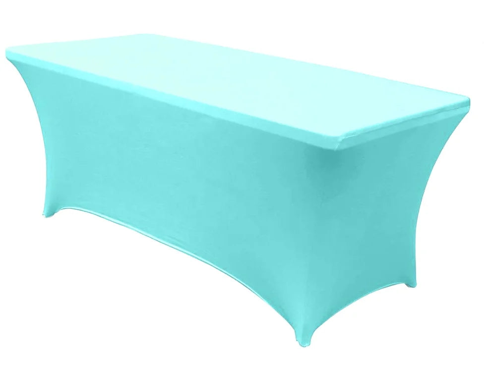 Mds Pack of 1 Rectangular Stretch 8ft Spandex Table Cover Tablecloths for Wedding - Aqua Blue