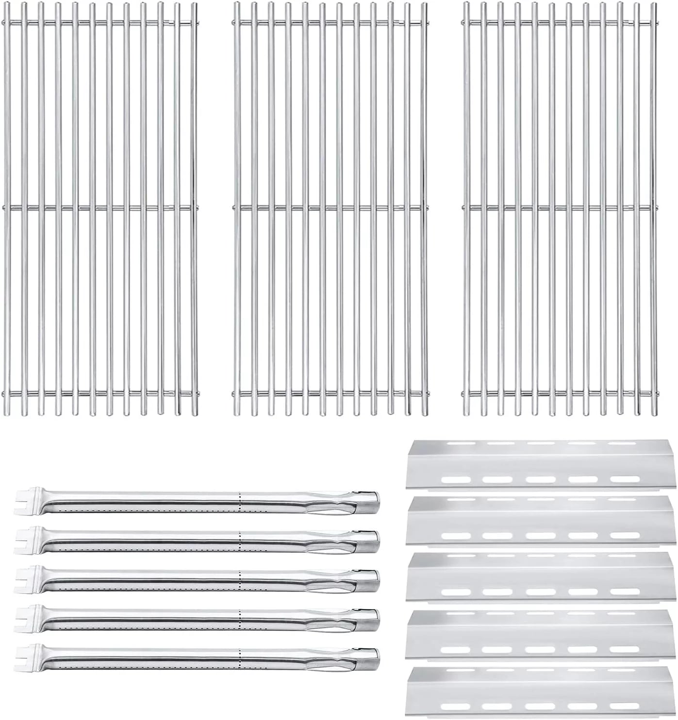 Hisencn Replacement Parts for Ducane 30400042, 30400043, 30558501 Gas Grill,Stainless Steel Burner Tube Heat Plates Tent Shield, 19 3/4'' Cooking Grid Grates for Ducane 5 Burner Replacement Parts
