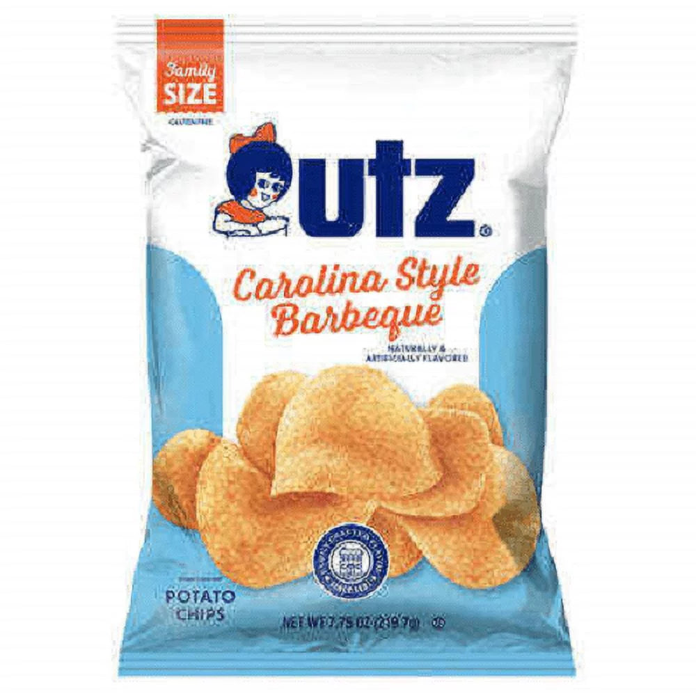 Utz Quality Foods Carolina Style Barbeque Potato Chips, 3-Pack Family Size Bags