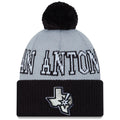 Men's New Era Black/Gray San Antonio Spurs Tip-Off Two-Tone Cuffed Knit Hat with Pom - OSFA